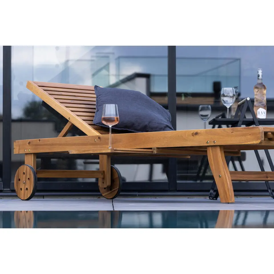 Ligstoel Naturel Hout - 200x63x35cm - Luzon