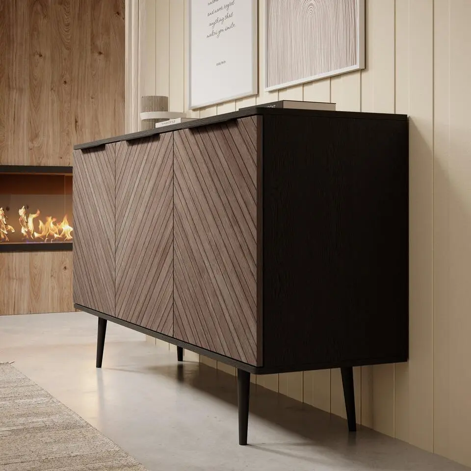 Meubella - Dressoir Pedro - Donker eiken - Zwart eiken - 150 cm