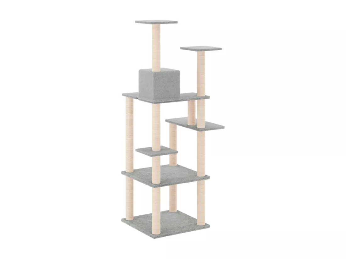 Arbre à chat avec griffoirs en sisal Gris clair 153 cm