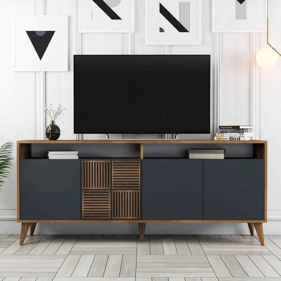 CALICOSY - Dressoir MILAN - Vintage eik / grijs - 78,6x180x35 cm