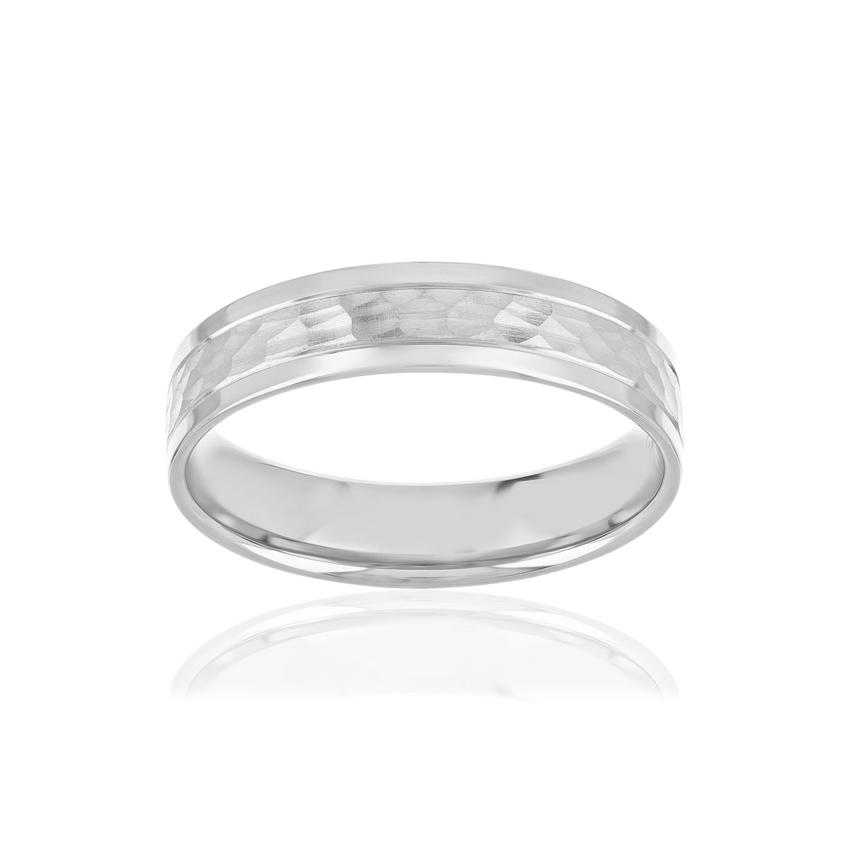 Alliance or 750 blanc effet martelé