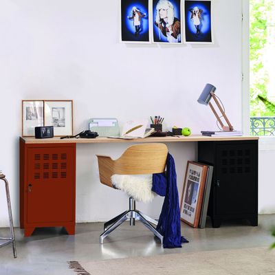 Casier de bureau avec pieds - 74 x 40 x 40 cm - terracotta