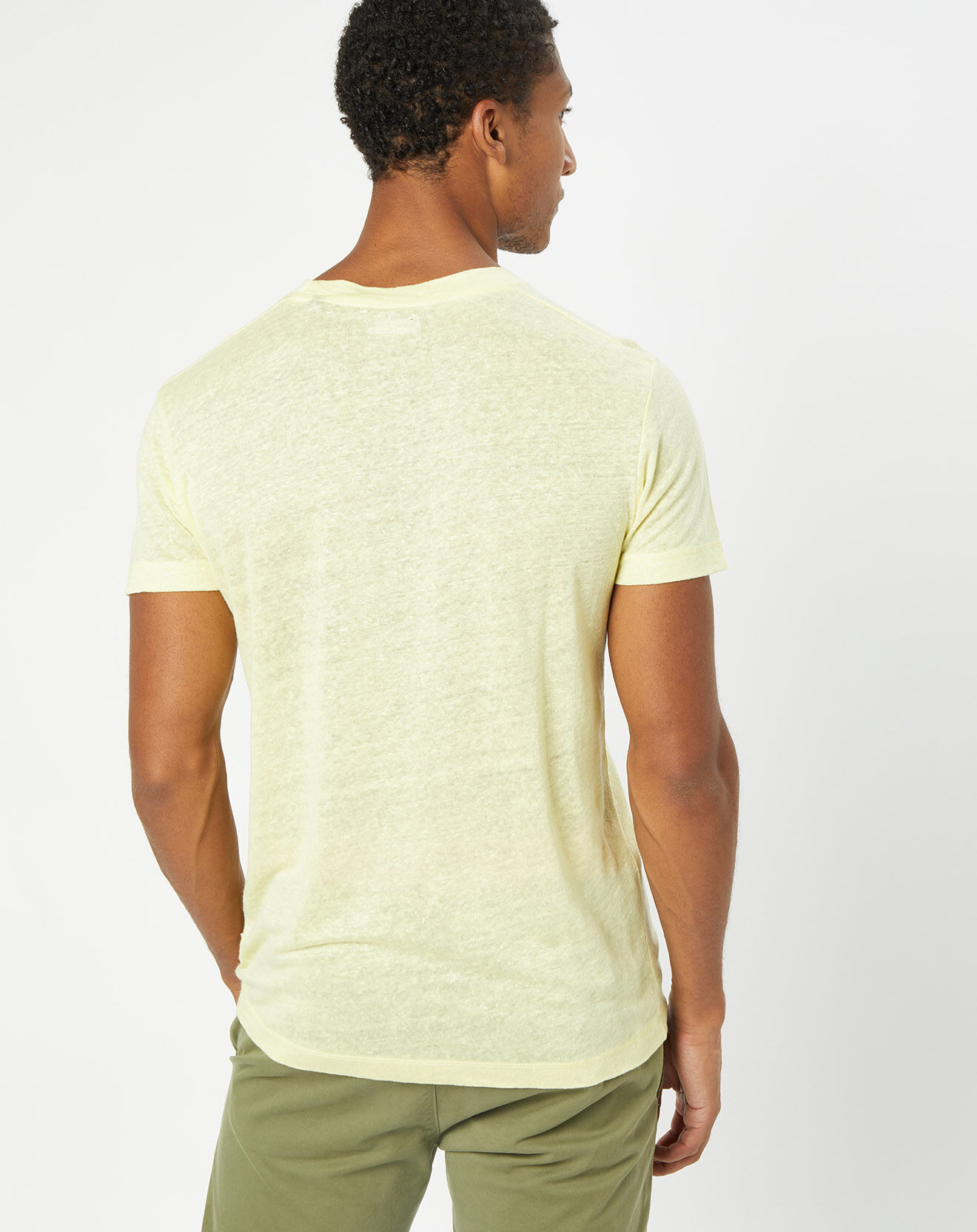 Marc O'Polo T-Shirt 100% Lin manches courtes Col Rond jaune