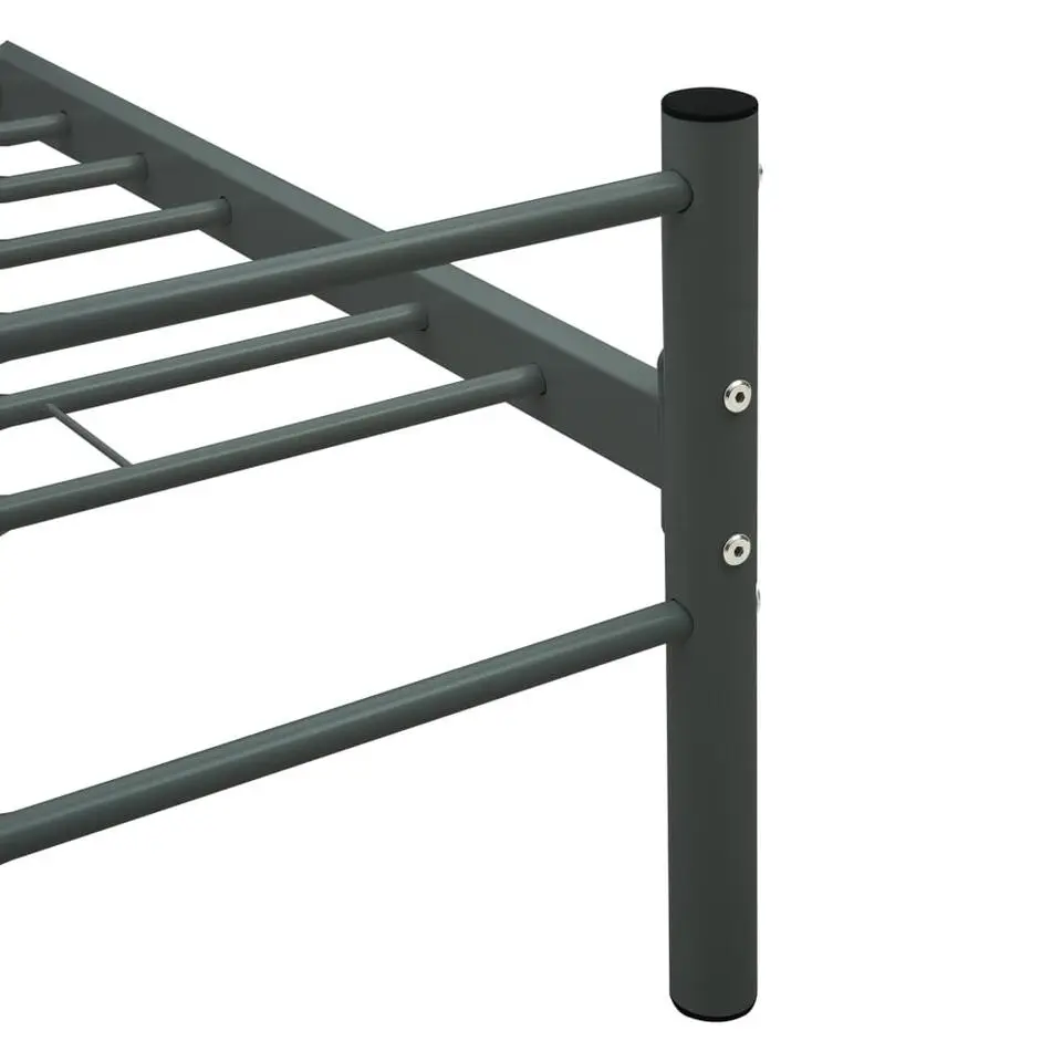 vidaXL - Bed frame met hoofdeinde - Grijs - Metaal - 90x200 cm