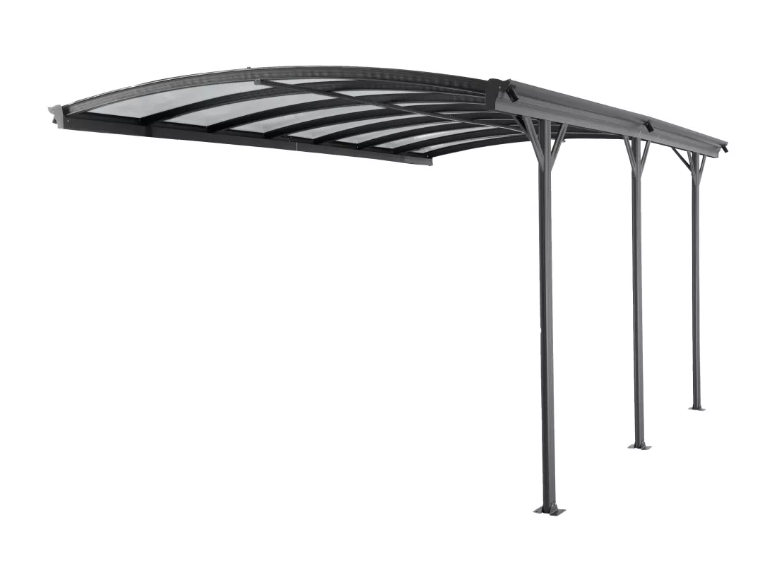 Extension pour carport pergola autoportant en aluminium - 1 voiture - L505 x H239 cm - 15,15 m² - Gris anthracite - BARESA