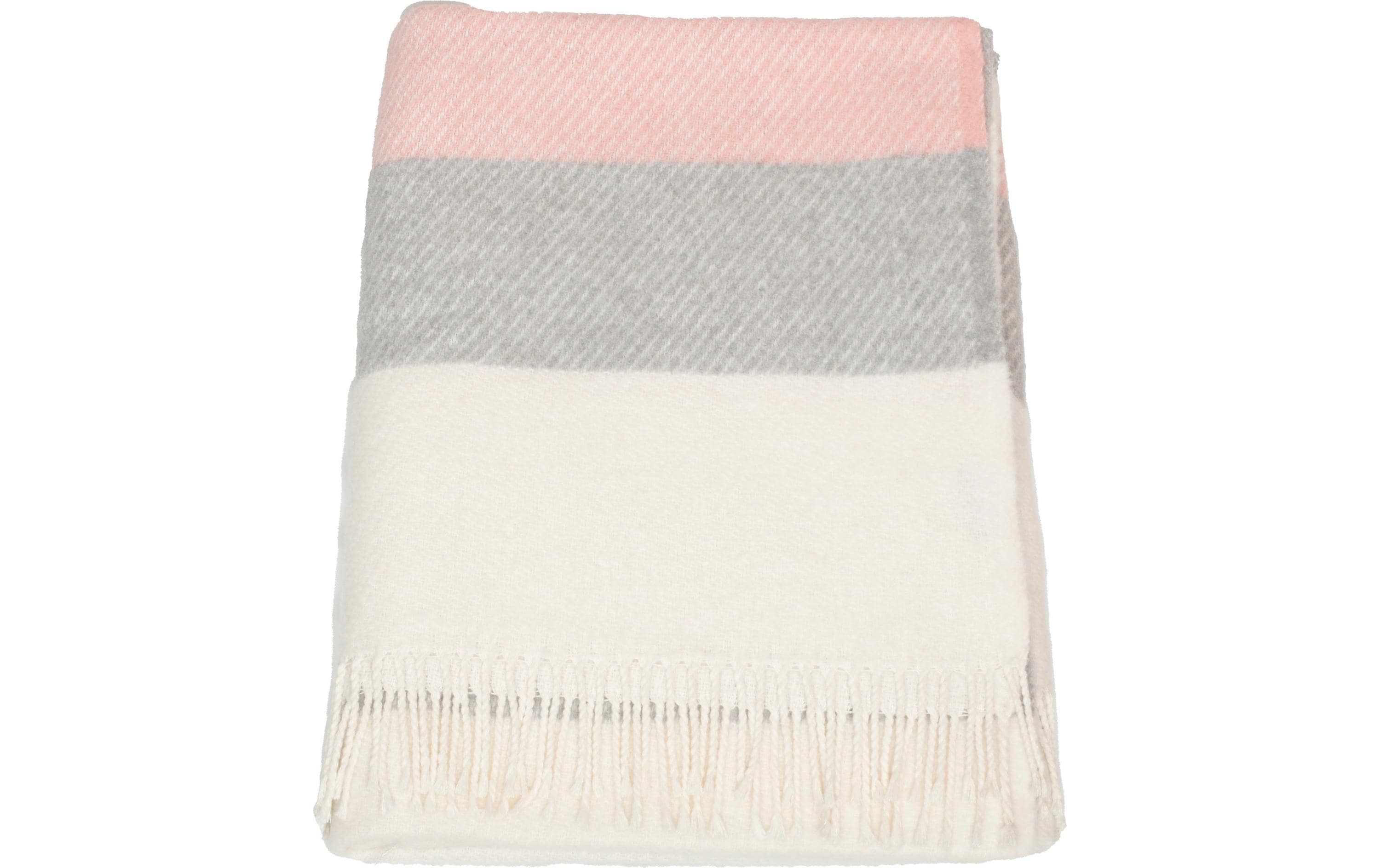 Decke Streifen 150 x 200 cm, Beige/Grau/RosaTagesdecke