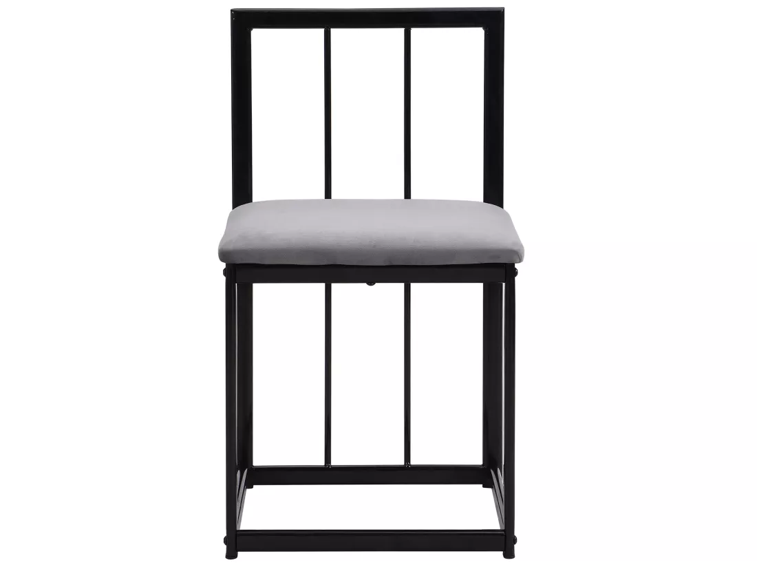 Ensemble table et 6 chaises - chaises avec coussin d'assise et dossier - noir