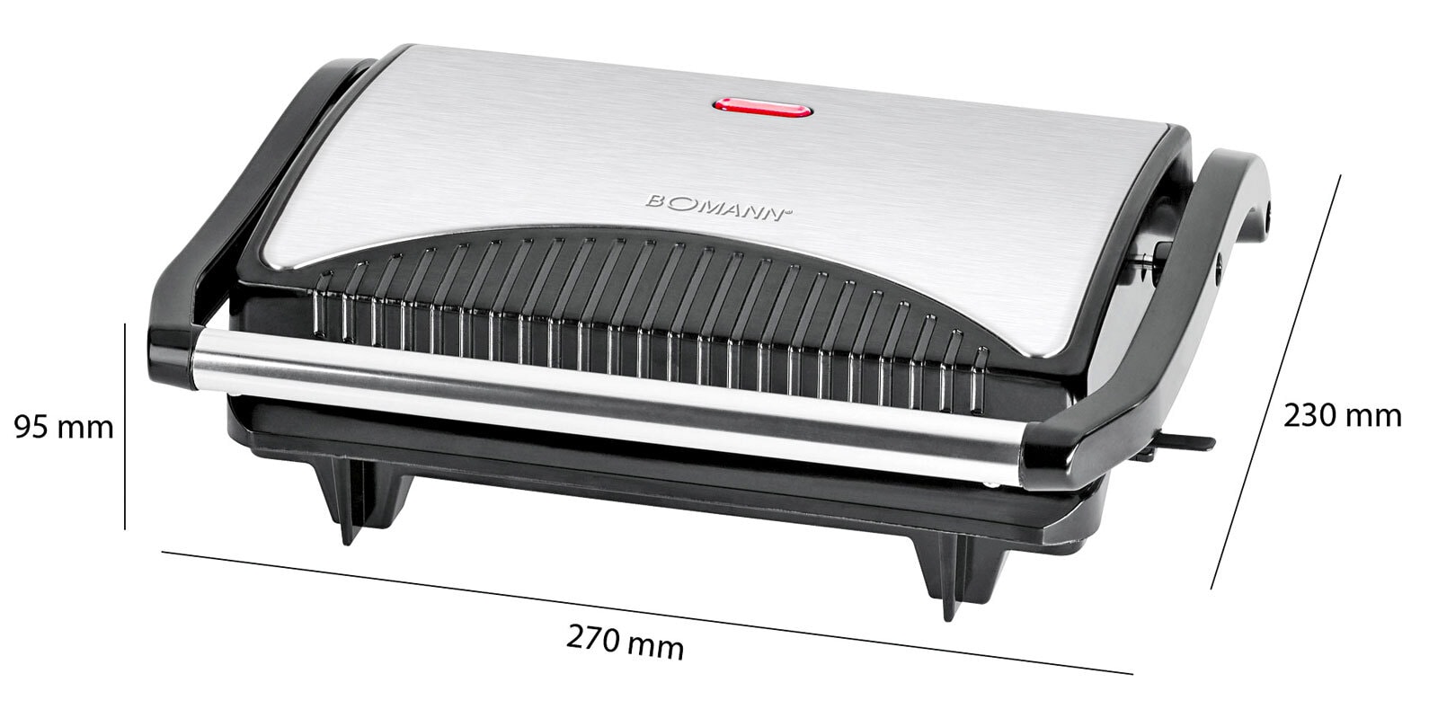 BOMANN Multigrill MG 2251 CB Edelstahlgehäuse, 700 Watt, inox-schwarz