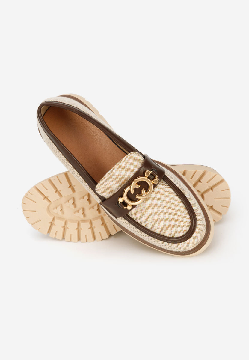 Mocassins femme à semelle épaisse beige Lenisia
