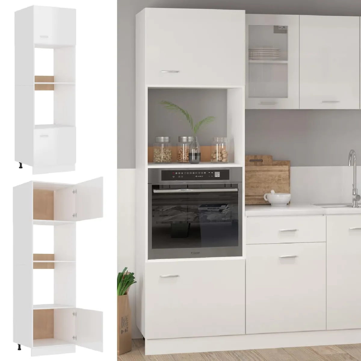 vidaXL Armoire à micro-ondes - Blanc brillant
