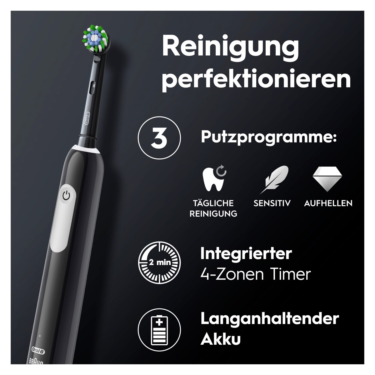 Oral-B Elektrische Zahnbürste Pro 1 Black/Caribbean Blue mit 2. Handstück
