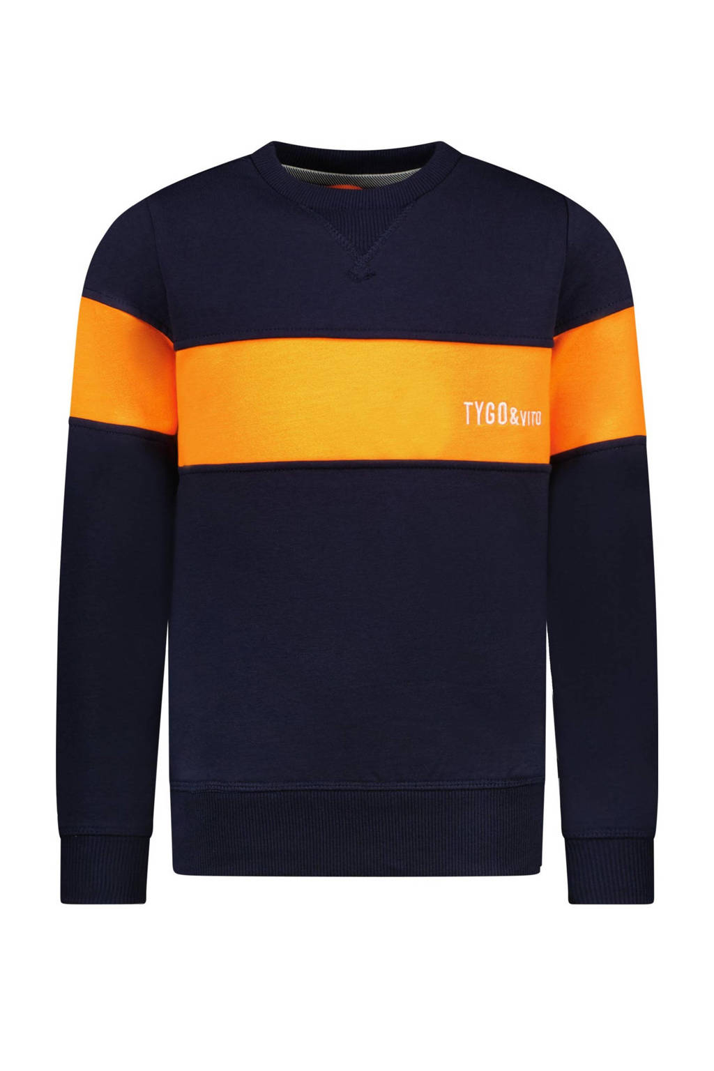 TYGO & vito sweater donkerblauw/oranje
