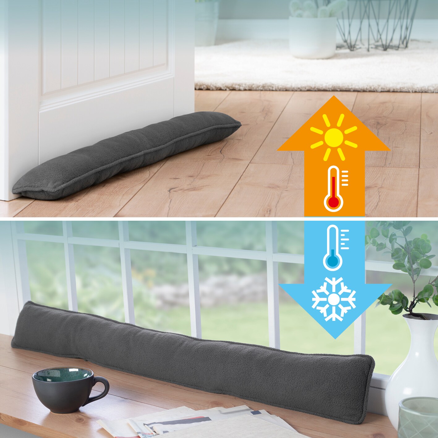 EASYmaxx Zugluftstopper 10x90cm grau