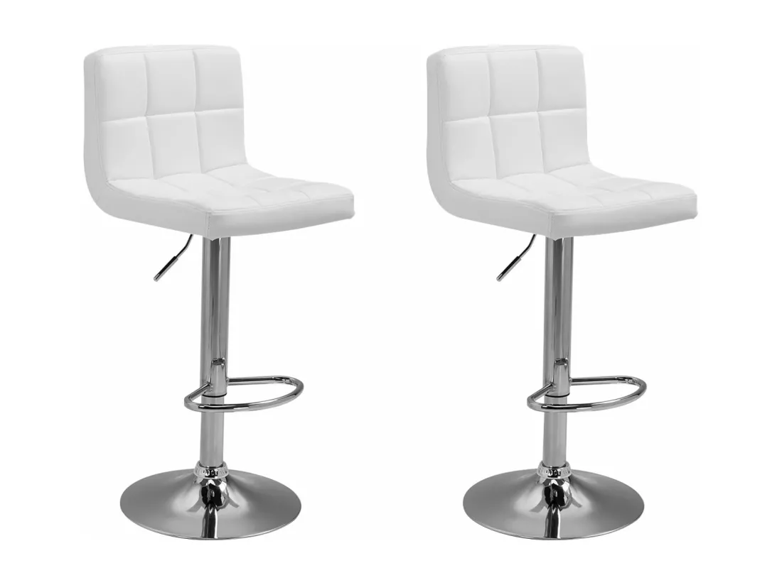 Lot de 2 tabourets de bar blanc MIKE - HAPPY GARDEN