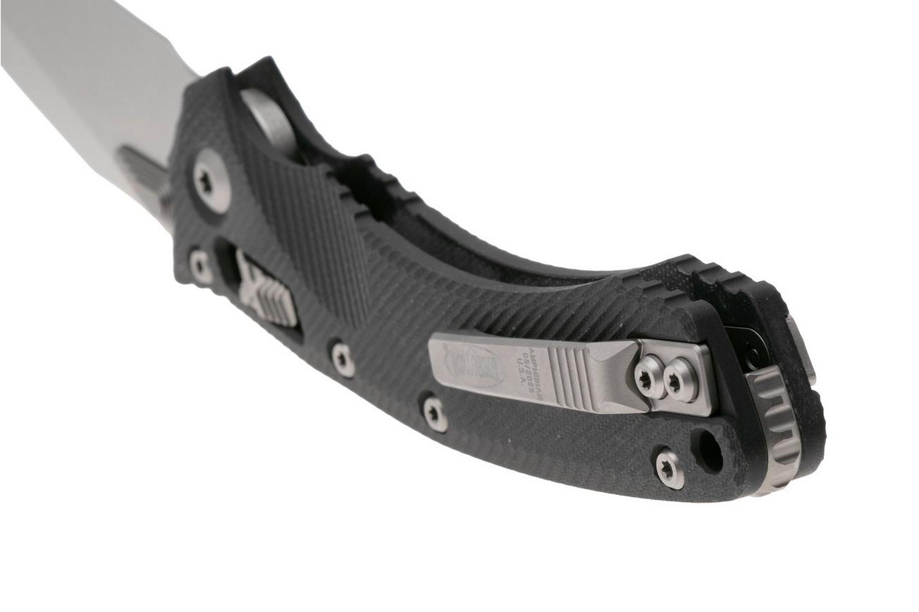 Microtech Amphibian 137RL-10FLGTBK, Stonewashed M390MK, Fluted Black G-10 zakmes