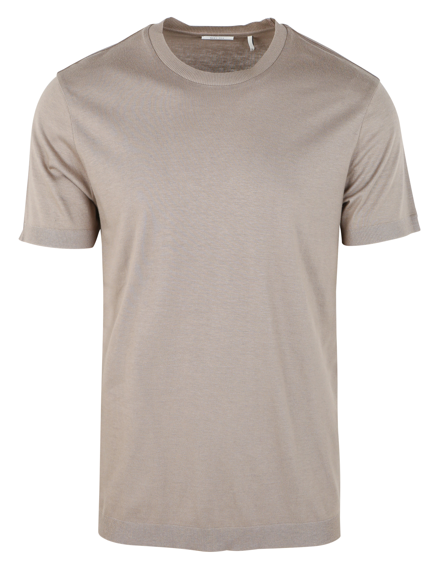 Tee-shirt col rond en coton stretch | Marron