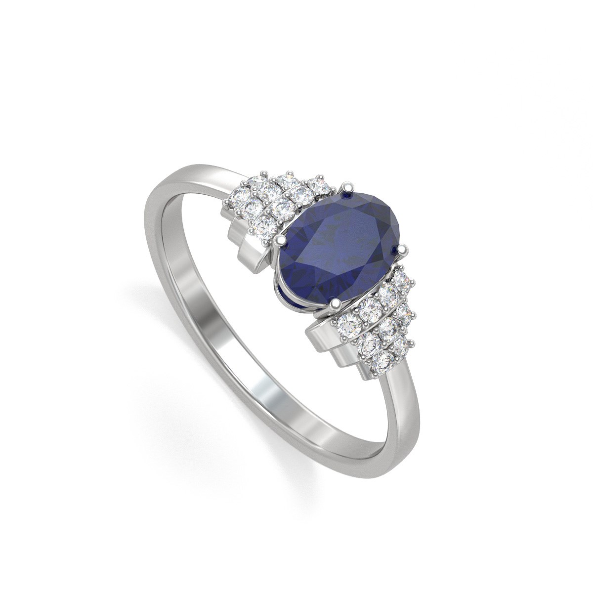 Bague Saphir et diamants sur Argent 925 2.24grs