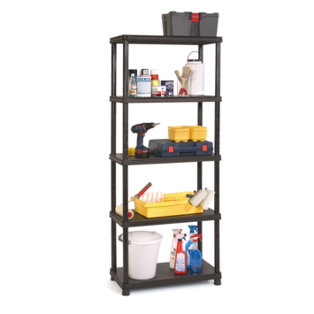Handson stellingkast kunststof zwart 5 legborden 50 kg/legbord 187x80x40 cm