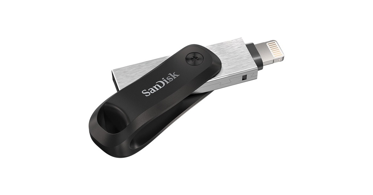 SanDiskiXpand Go 128 GB usb-stick  (Zwart/zilver, USB-A 3.2 Gen 1, Apple Lightning Connector)