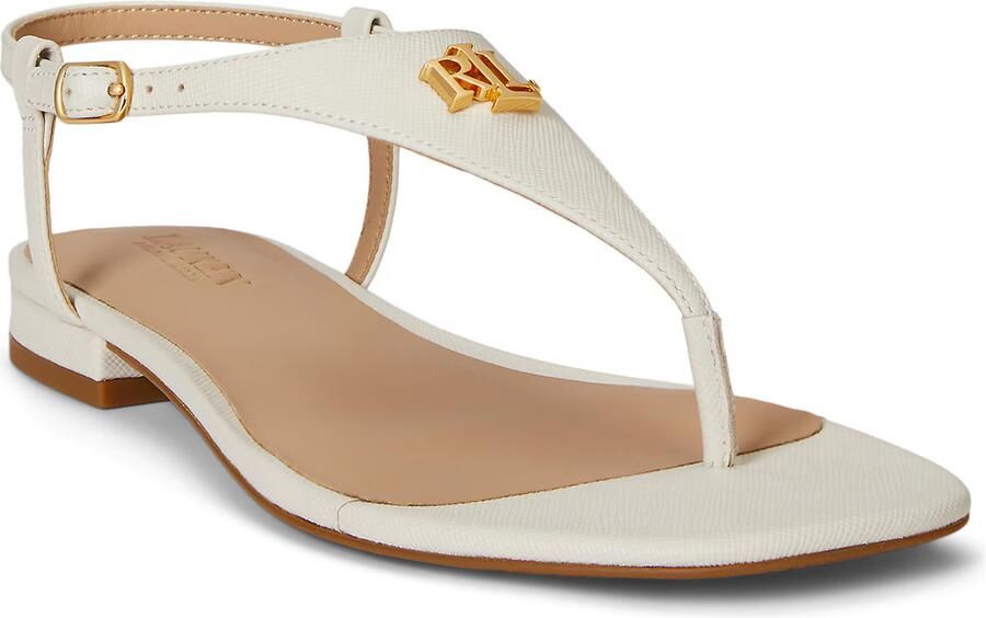 LAUREN RALPH LAUREN Dames Everley 2 Flat Sandal Maat: 38 Materiaal: Textiel Kleur: Wit