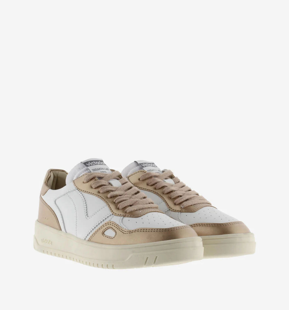 SEUL MÉTAL EFFET CUIR Baskets pour femmes métallisées NUDE