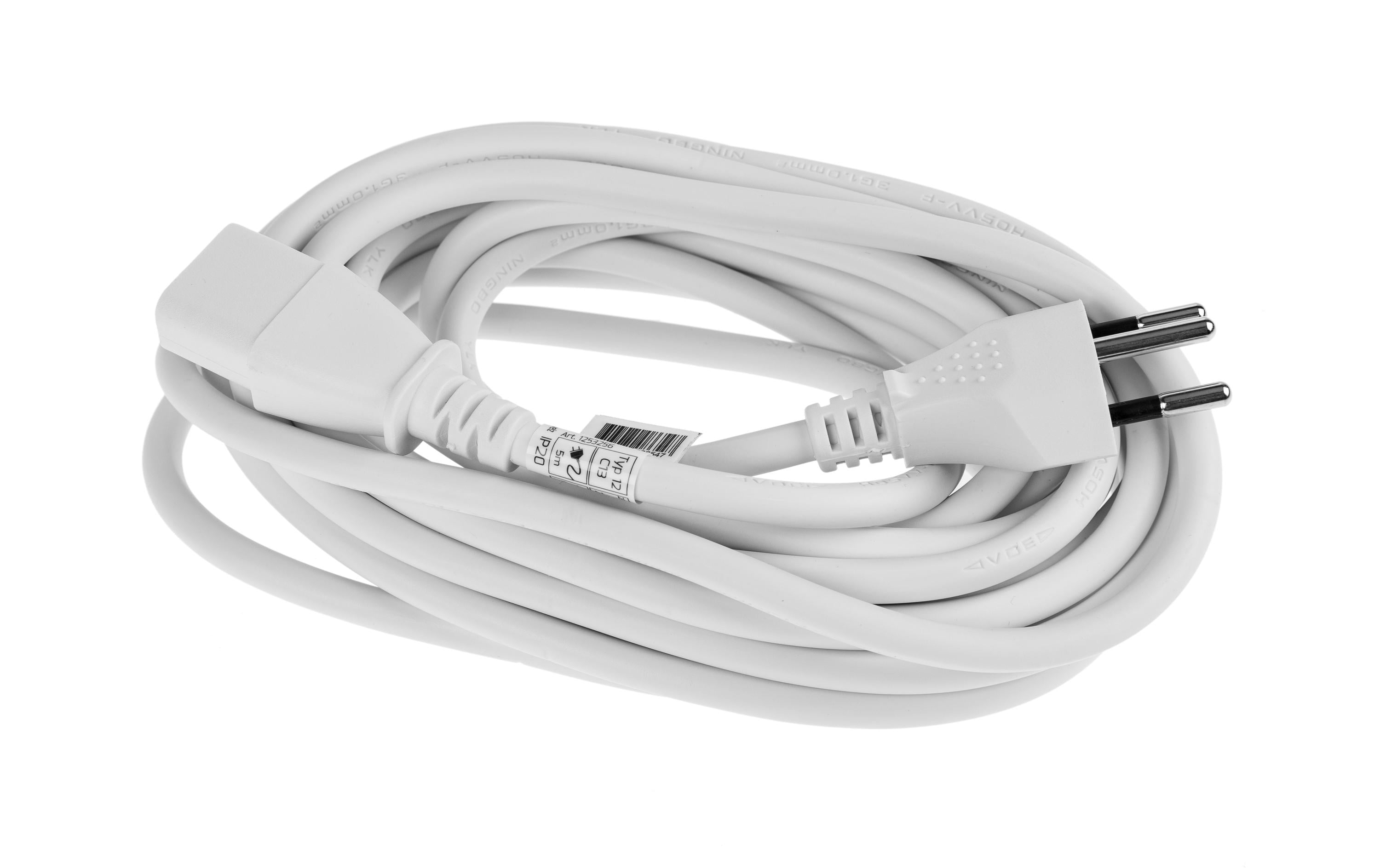 Netzkabel C13-T12 5.0 m WeissKaltgerätekabel H05 VV-F 3G1.00