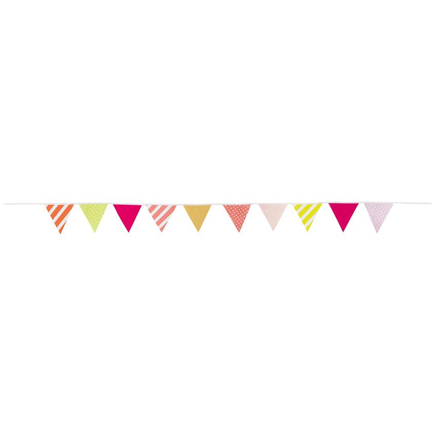 Guirlande d'anniversaire fantaisie à triangles multicolores - Bleu ou Jaune