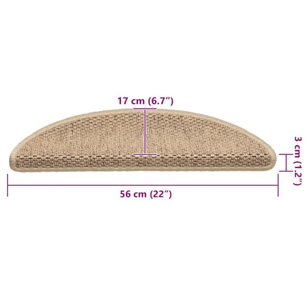 vidaXL Selvklebende trappematter sisal-utseende 15 stk 56x17x3 cm sand