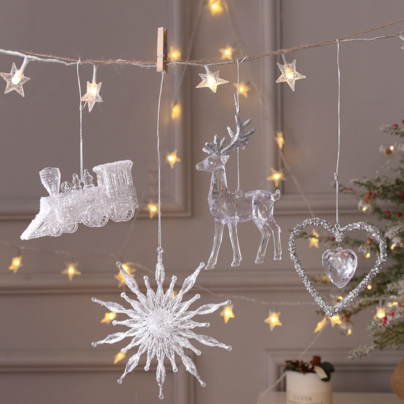 (10x6cm) Christbaum Schmuck 3D Weihnachtsbaum Deko Glitzer Accessoire - Tannenbaum