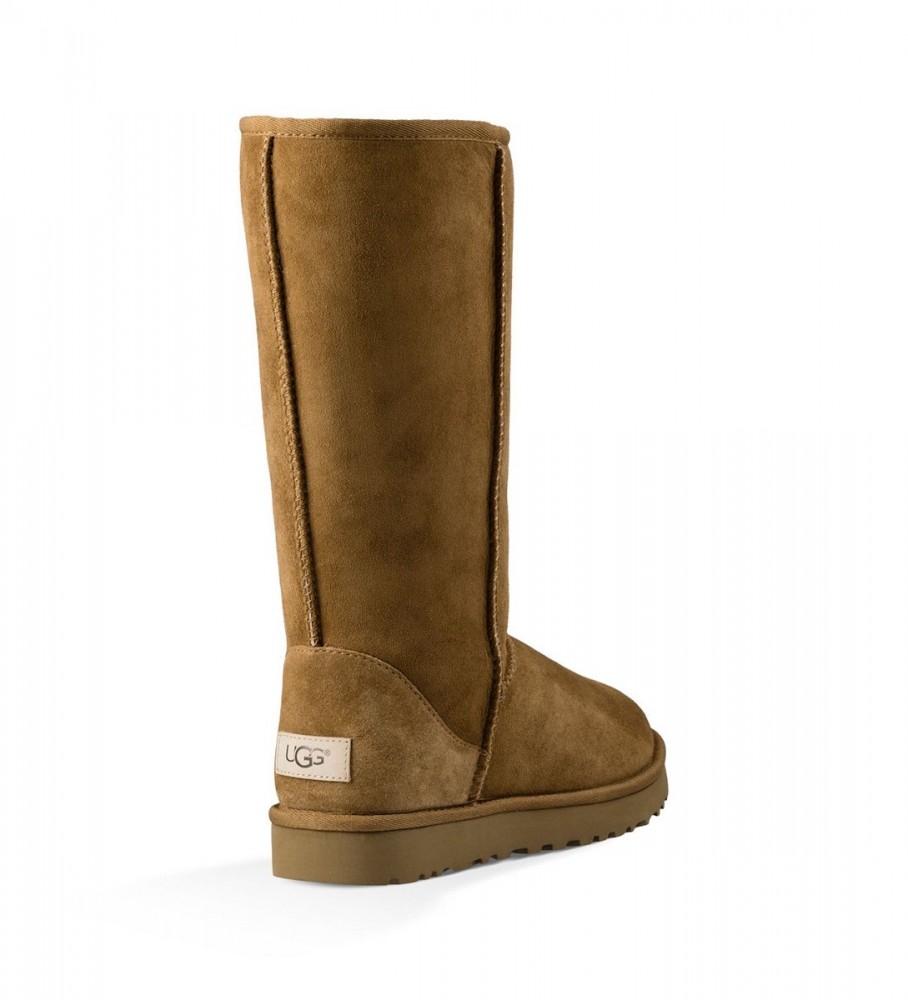 Botas UGG Classic Tall II de couro marrom para mulheres