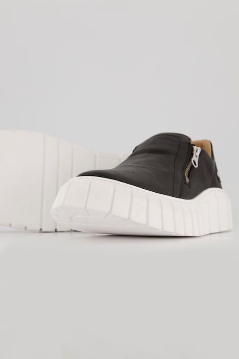 Leder-Slip-Ons, Zipper, Wechselfußbett, Komfortweite