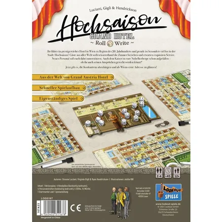 Asmodee Lookout Spiele Hochsaison: Grand Hotel Roll & Write