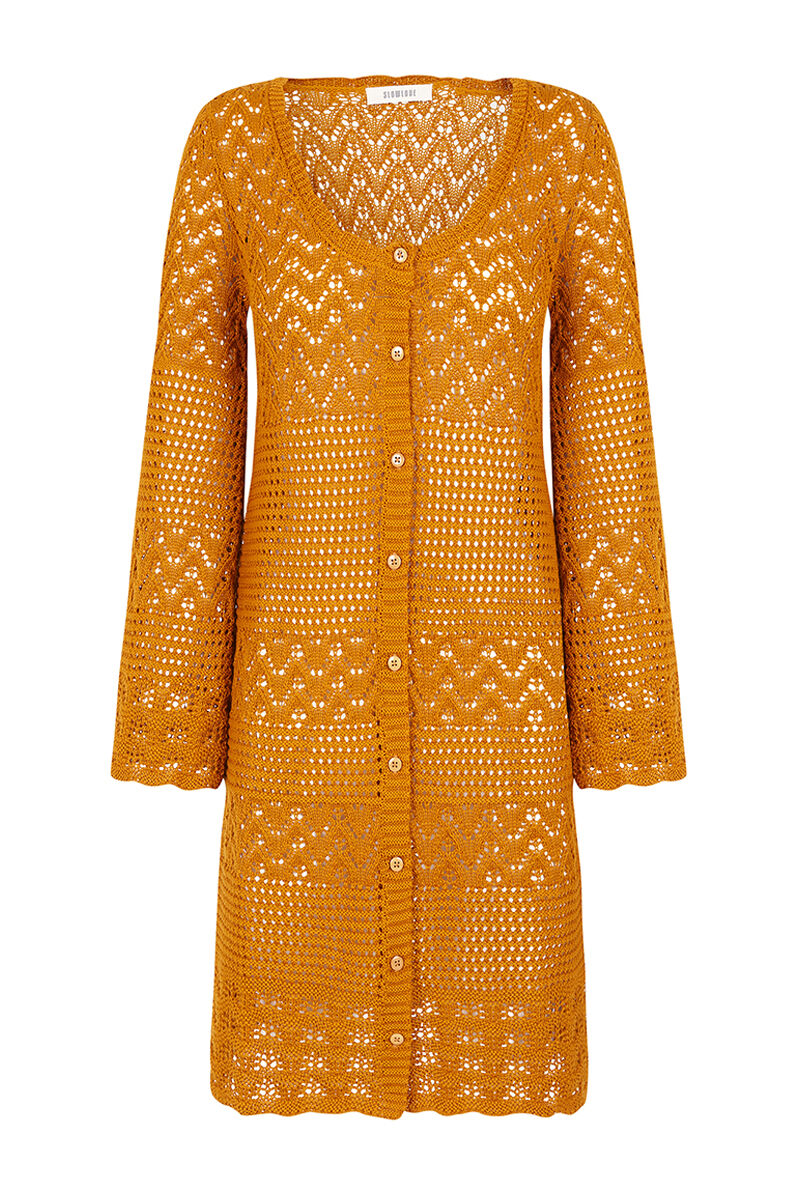 Vestido tipo cardigã - Estampa amarela