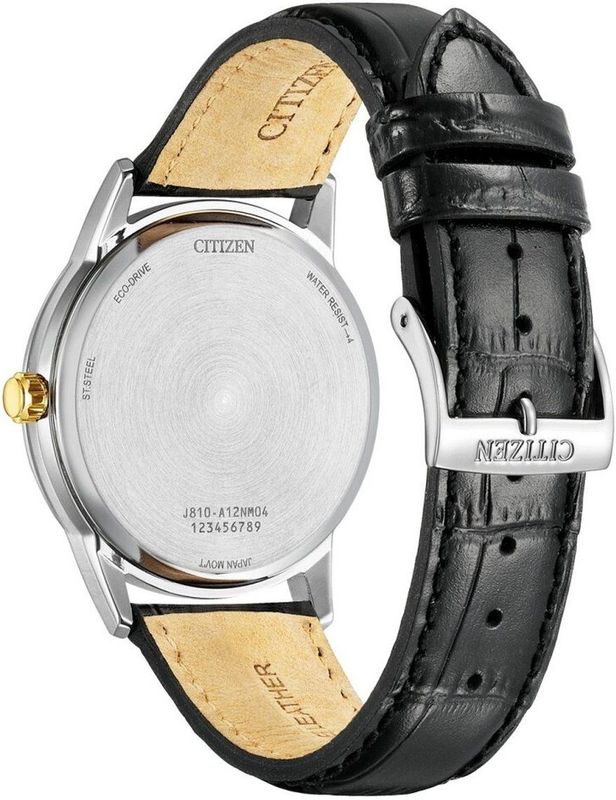 Citizen - Polshorloge - Zilver - Zwart - Leer - RVS - Analoge Tijdsaanduiding