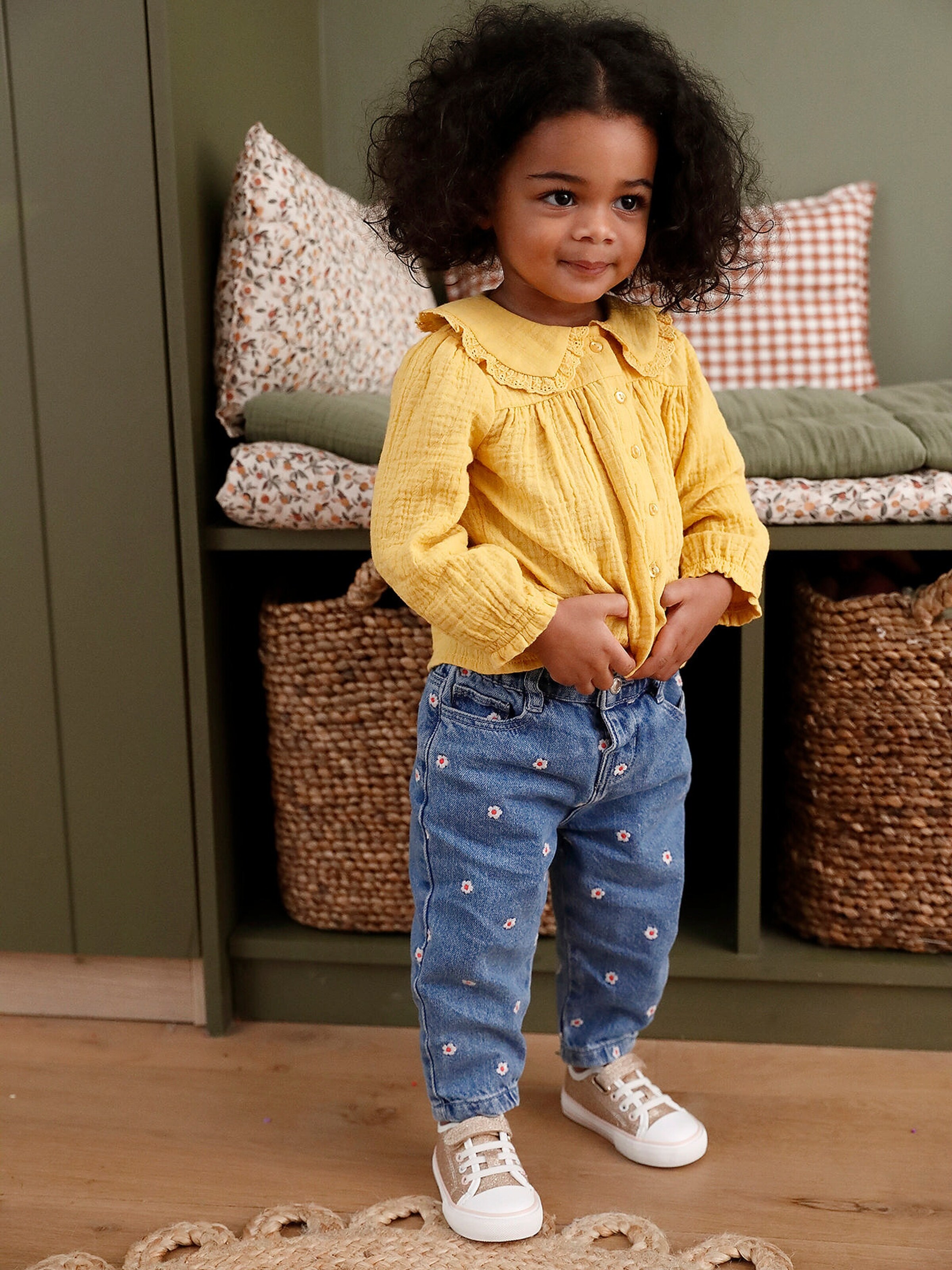 Vertbaudet Baby Mom-Jeans mit Stickerei blue stone