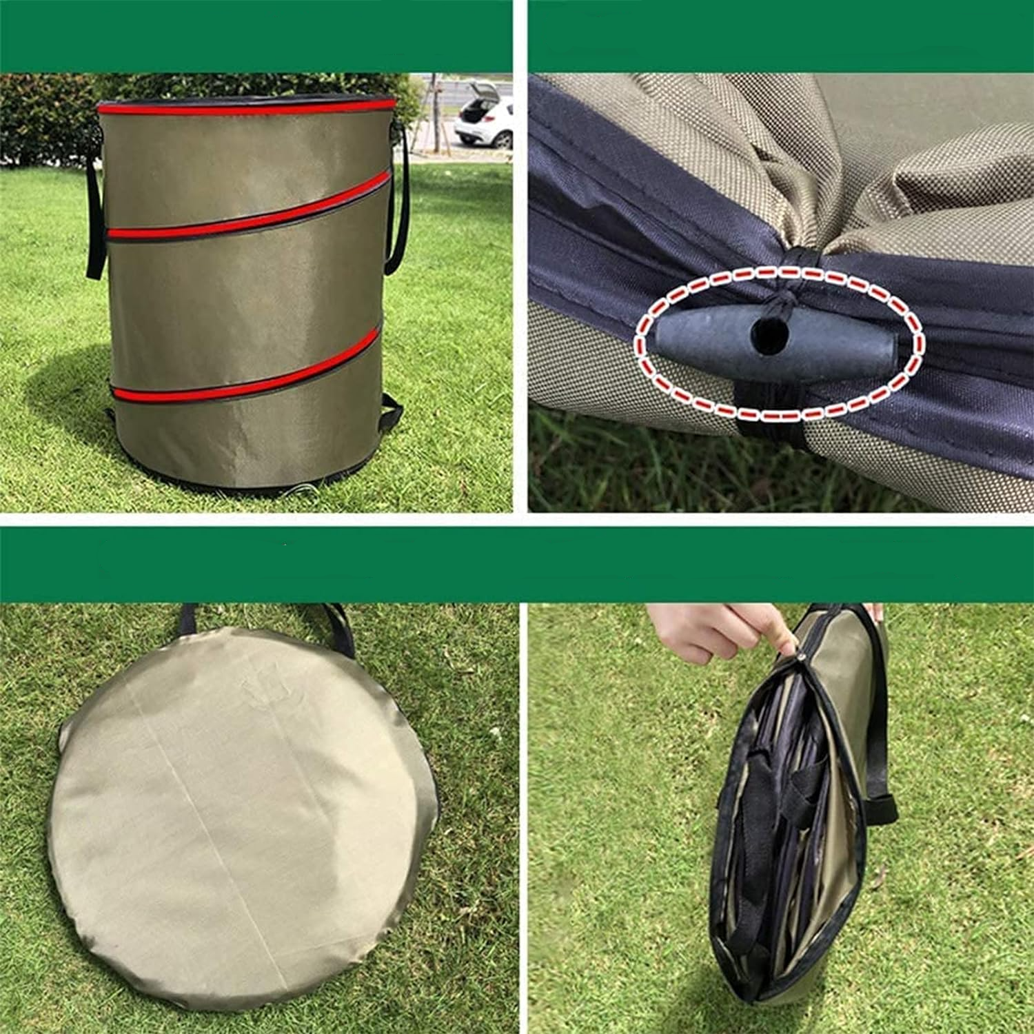 (113L) Pop Up Gartentonne Flexibler Laub Sack Grünabfall Behälter Recycle Tasche - Grün