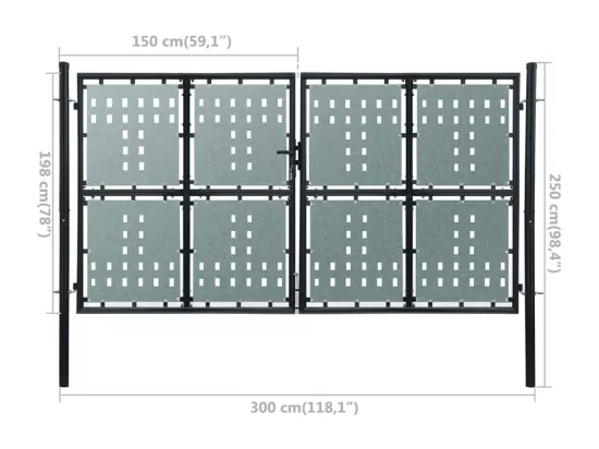 Portail simple de cl?ture Noir 300x250 cm