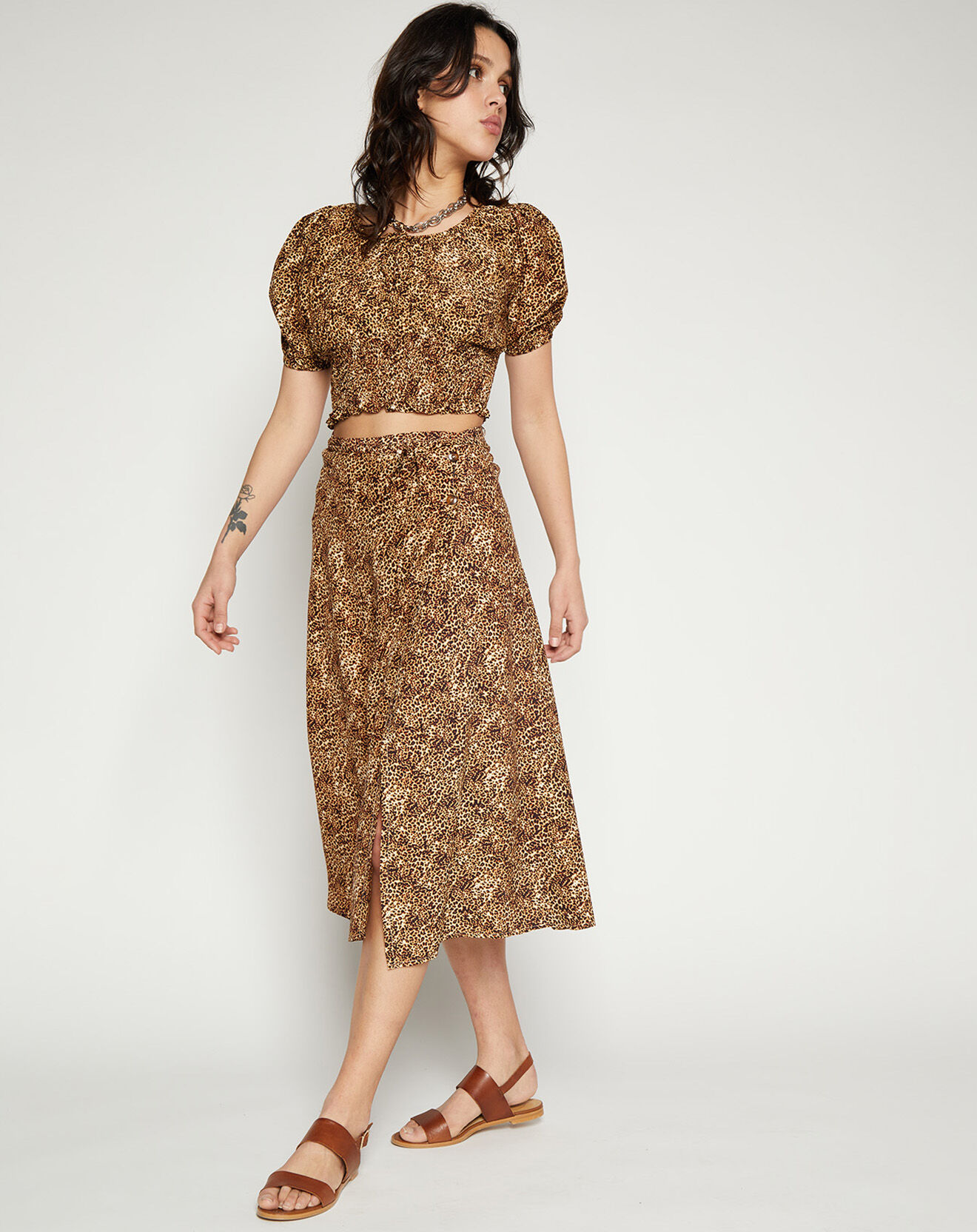 Faithfull the Brand Top Anne Laure imprimé animal marron