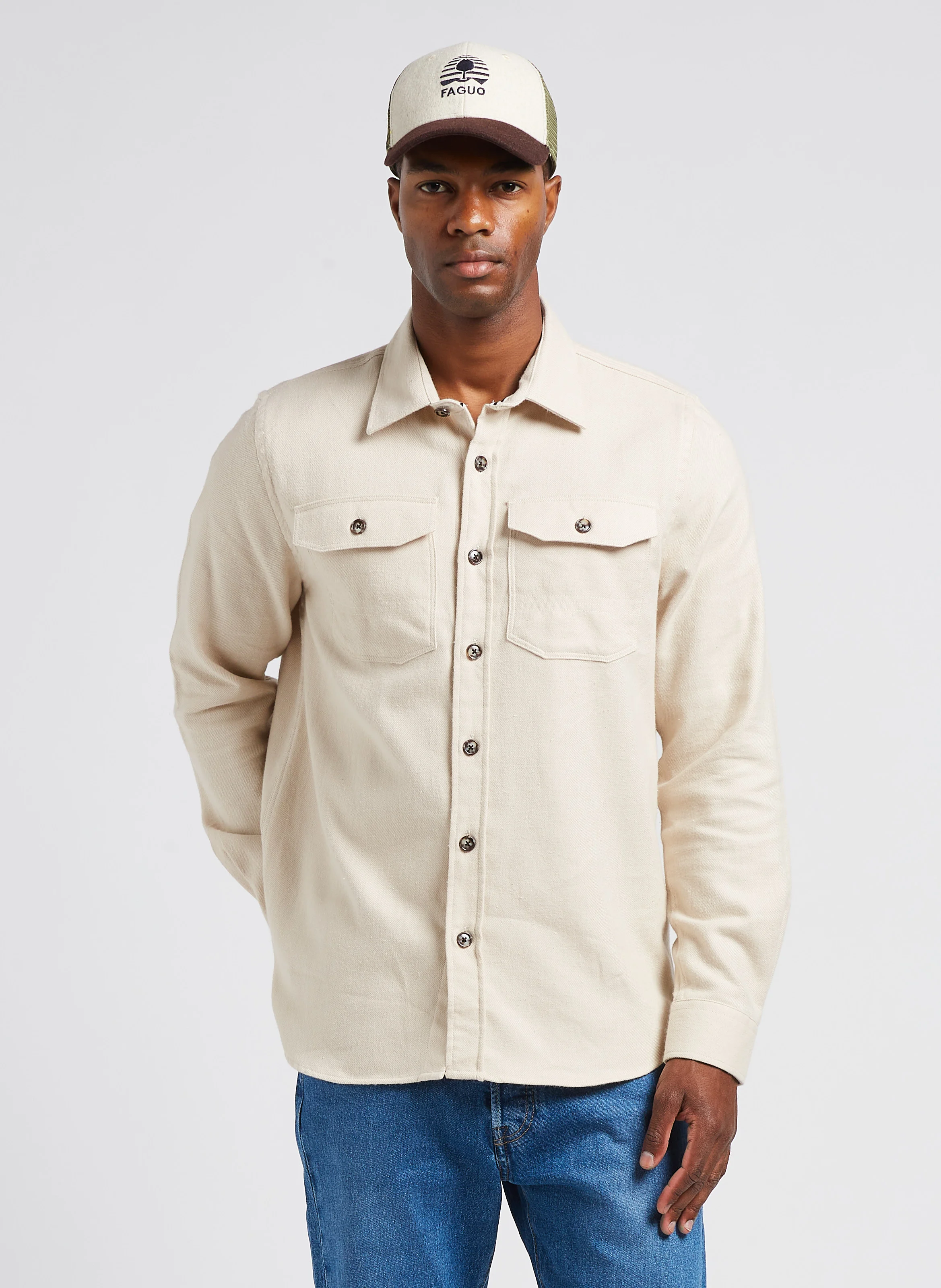 CERILLY - Surchemise droite en coton | Beige
