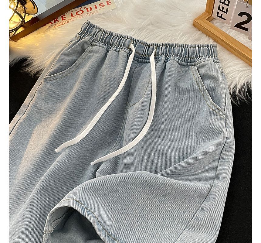 Whyessa - Gewassen denim shorts met trekkoordtaille
