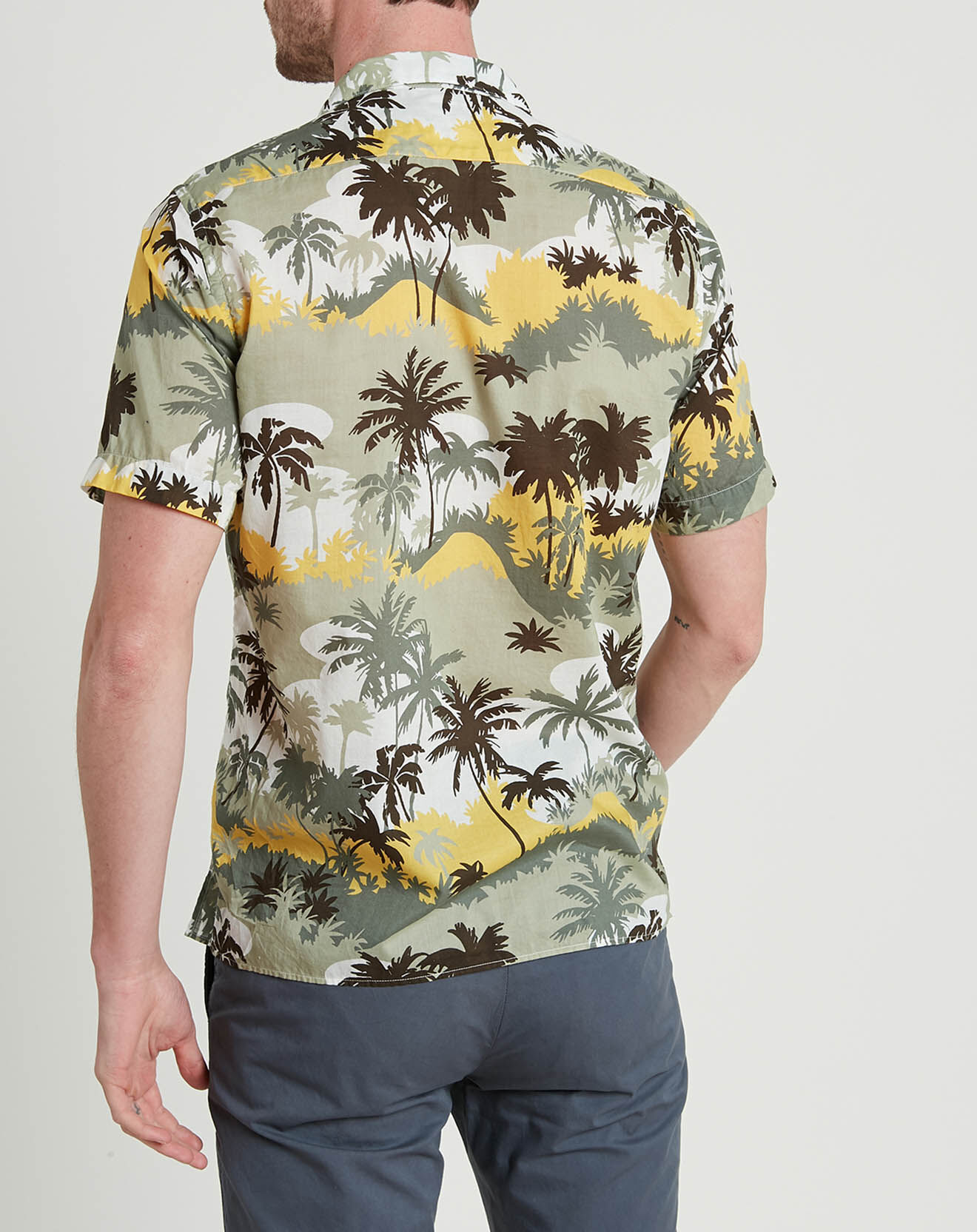 Hartford Chemise slim Slam palmiers vert/marron/jaune