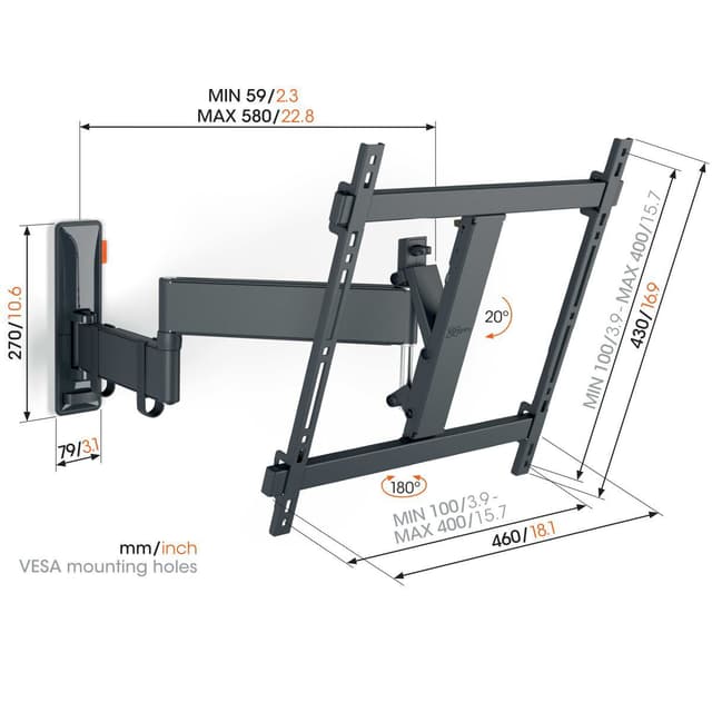 Vogels COMFORT Full Motion TV-vægmontering TVM3445 (sort)