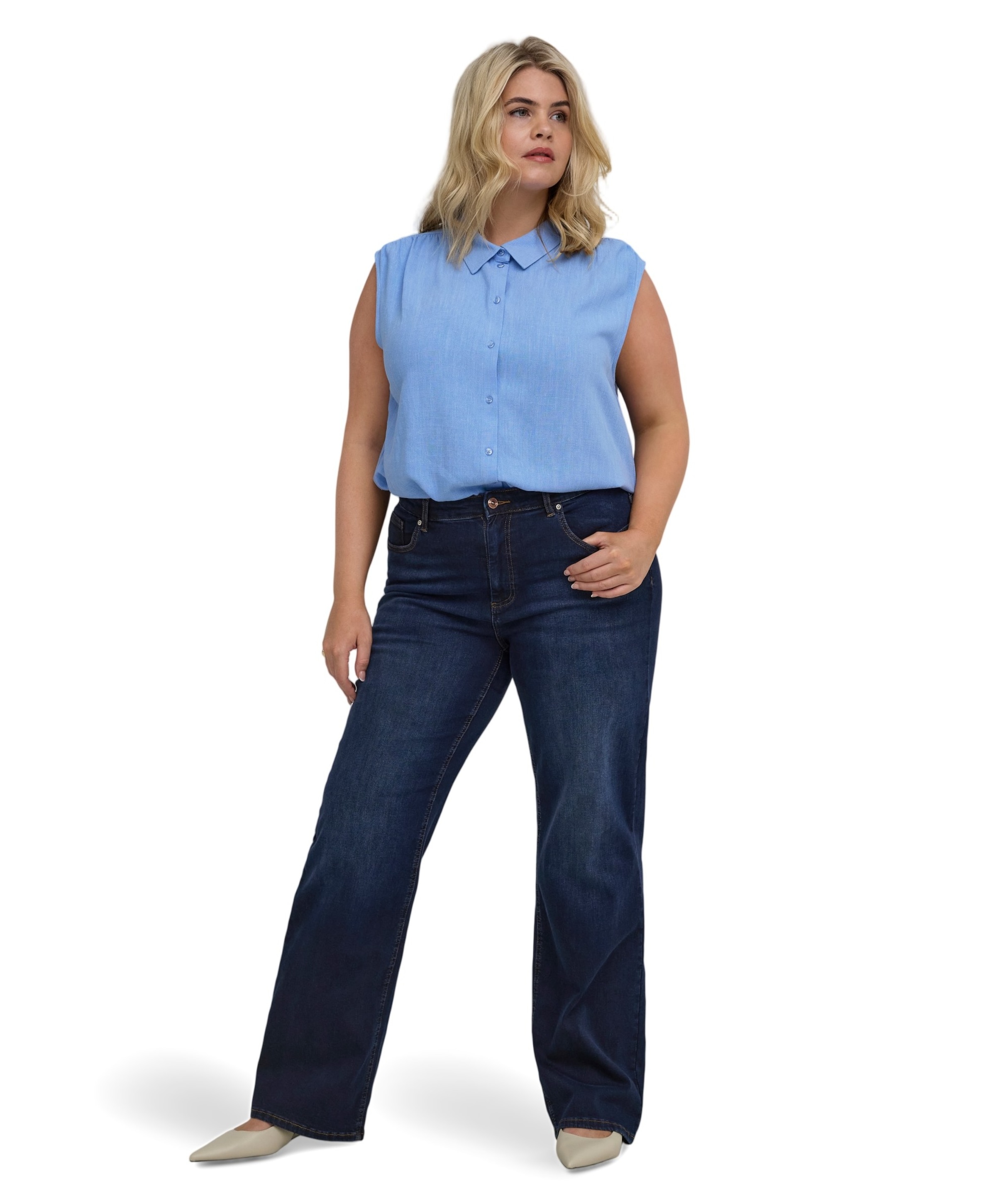 Only Carmakoma CARWILLY HW WIDE DNM TAI081 NOOS dames jeans blauw