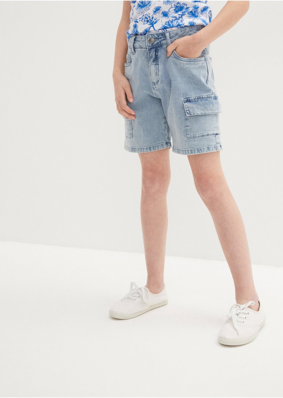 Bermuda cargo en jean fille