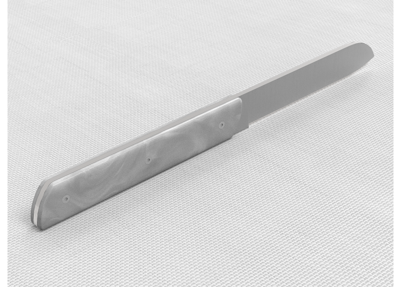 Service de 6 couteaux de table avec un manche en Madreperlato Blanc et lame en acier inoxidable