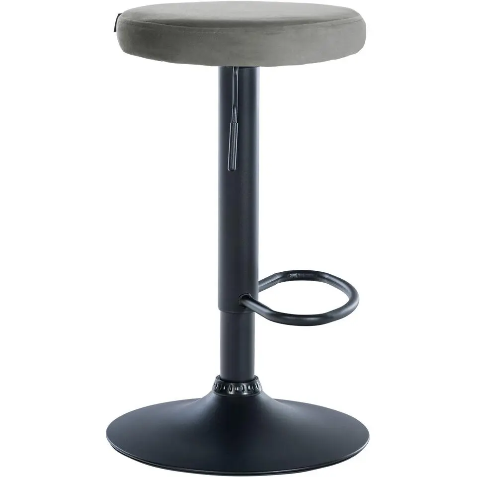 CLP Barkruk Ponte zwart Frame - Fluweel - grijs