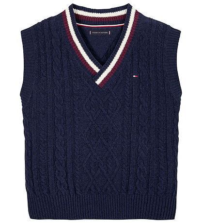 Tommy Hilfiger Weste - Strick - Global Chenille - Desert Sky