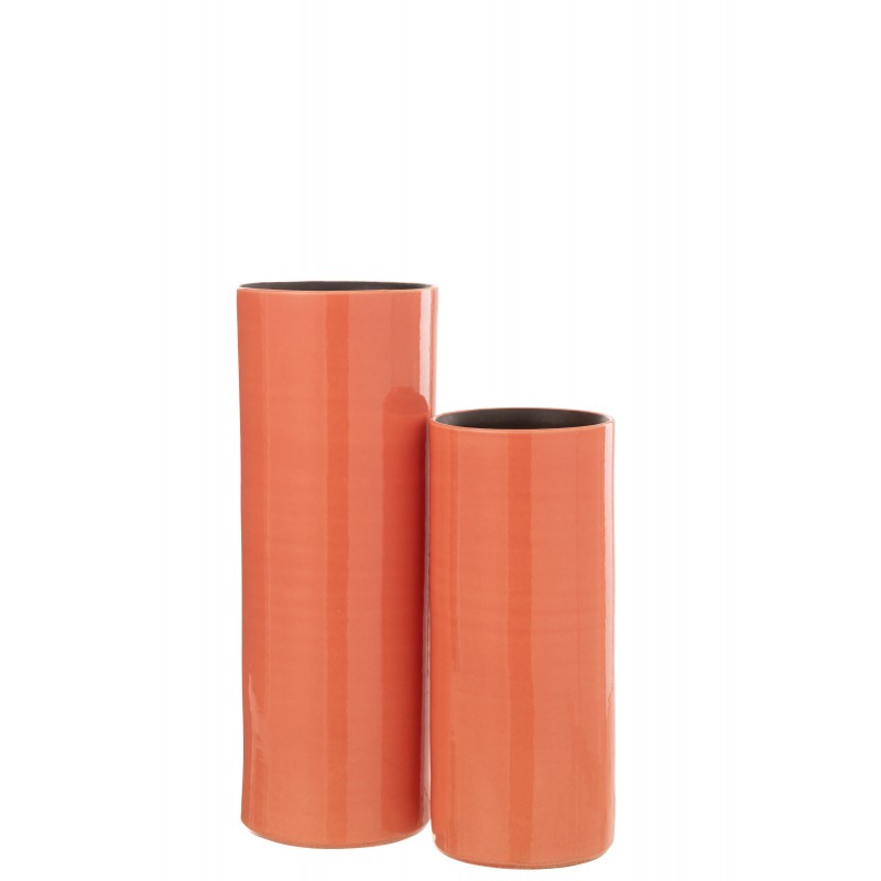 Vase haut en céramique rose 15x15x37 cm