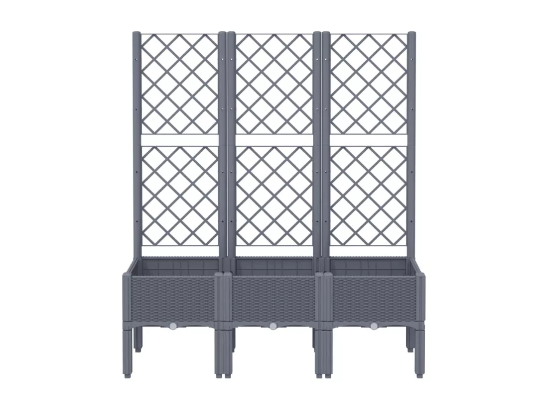 Jardinière bac lit surélevé grise 120 x 40 x 142 cm 02_0038239