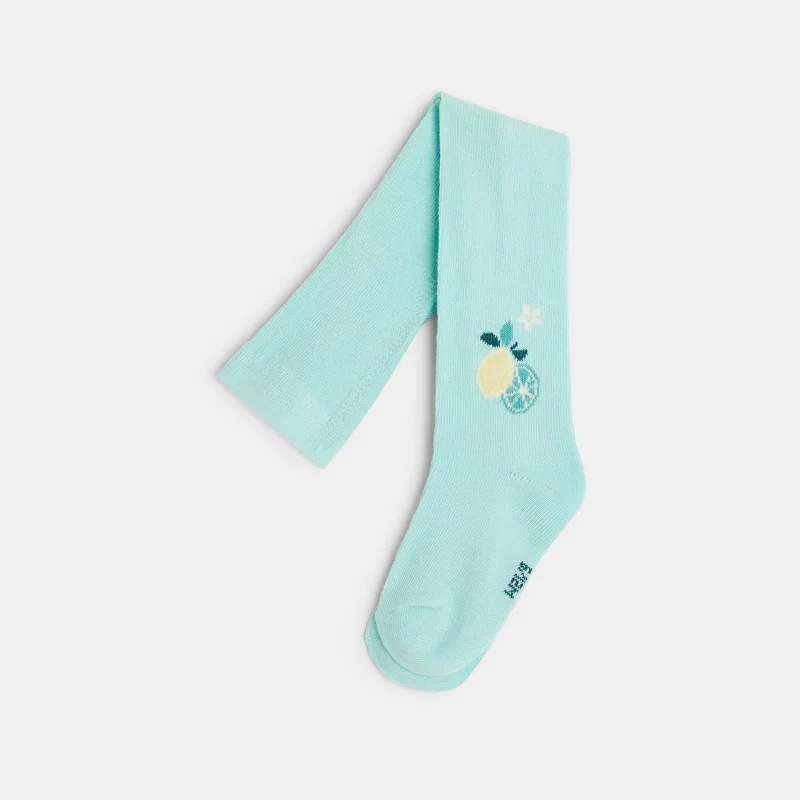 Collants chauds motif citrons bleus bébé fille Bleu